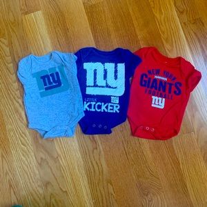 Set of 3 NY Giants Fan Onesies 0-3mos